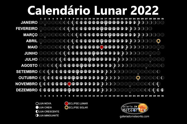 Calendario Lunar 2022 - Galeria do Meteorito