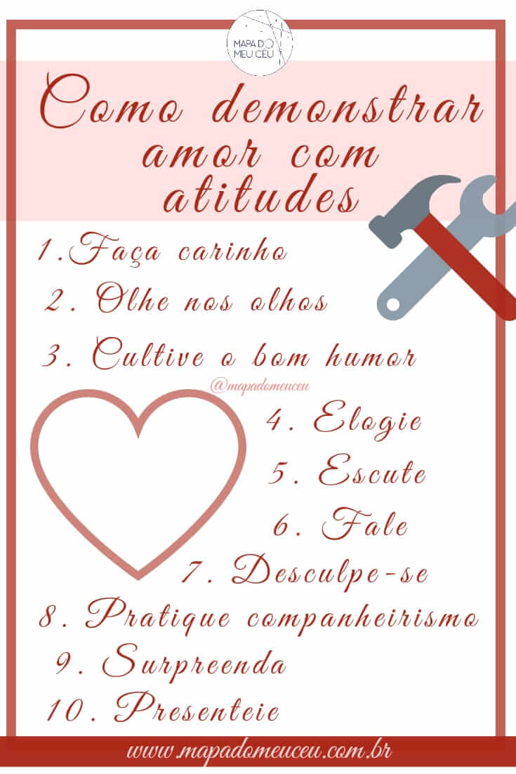 tabela de como demonstrar amor em 10 passos