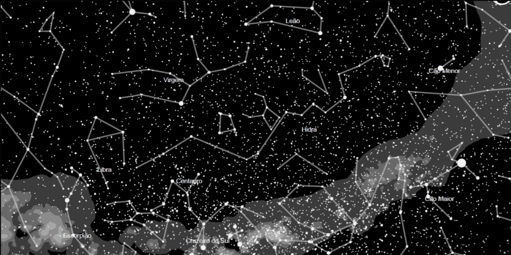 mapa do meu céu detalhe das constelações e via lactea no artigo texto para namorado chorar.