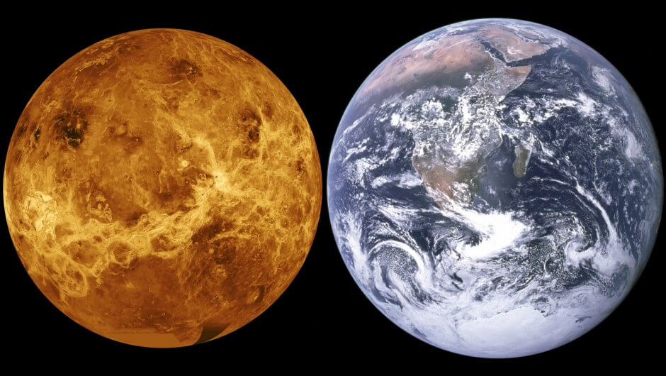 o planeta vênus em comparação com a terra