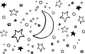 Desenho para colorir - lua e estrelas
