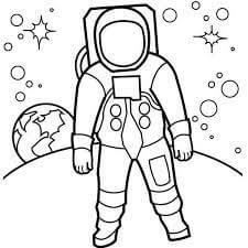 desenho astronauta para colorir na lua