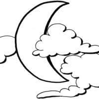 desenho de lua entre nuvens