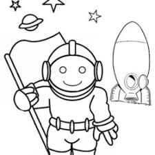 desenhos para colorir - astronauta com bandeira