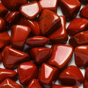 Quartzo Vermelho, que é conhecida por suas propriedades de cura e energia vital. 